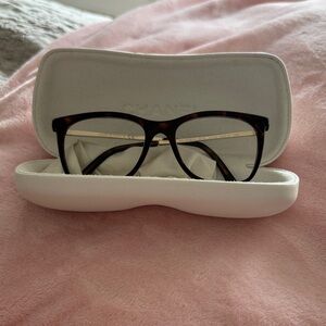 CHANEL Tortoise Shell Eyeglasses with White Case
